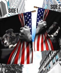 border collie american us flag 7040