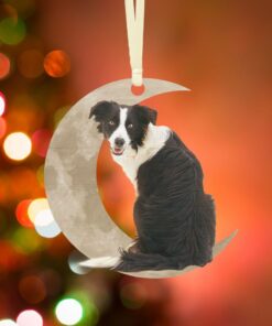 Border Collie Christmas Ornament, Dog On The Moon Ornament QNK879Ov11