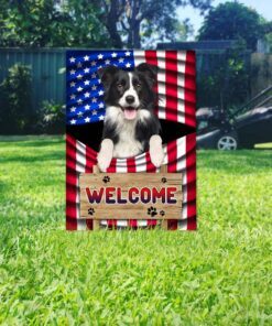 border collie dog welcome garden metal sign tqn1135msv6 1073