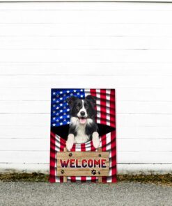 border collie dog welcome garden metal sign tqn1135msv6 3659