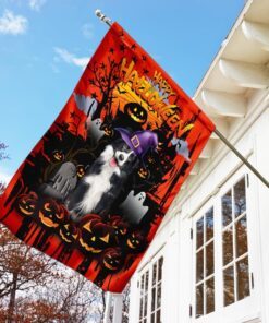 border collie happy halloween flag 1861