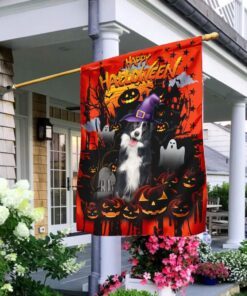 border collie happy halloween flag 3580