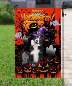 border collie happy halloween flag 6373