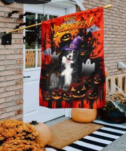 Border Collie Happy Halloween Flag