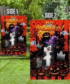 border collie happy halloween flag 7226