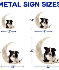 border collie on the moon hanging metal sign qnk1012msv3 8254