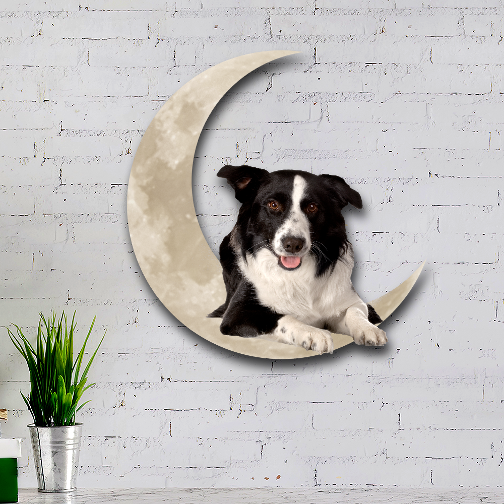 Border Collie On The Moon Hanging Metal sign QNK1012MSv3 - Image 2