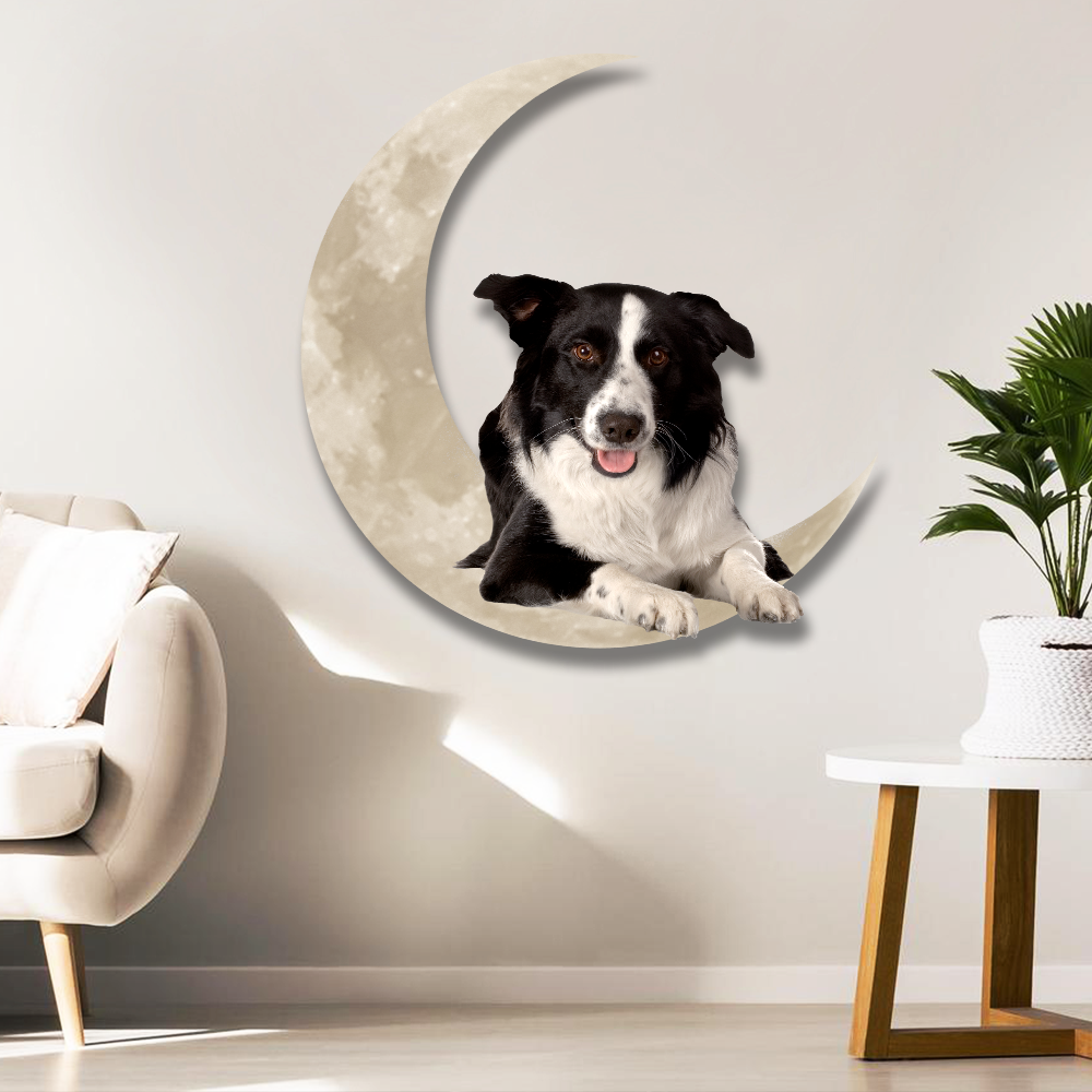 Border Collie On The Moon Hanging Metal sign QNK1012MSv3 - Image 3