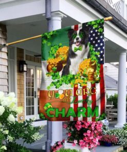 Border Collie You Are My Lucky Charm Irish American Flag