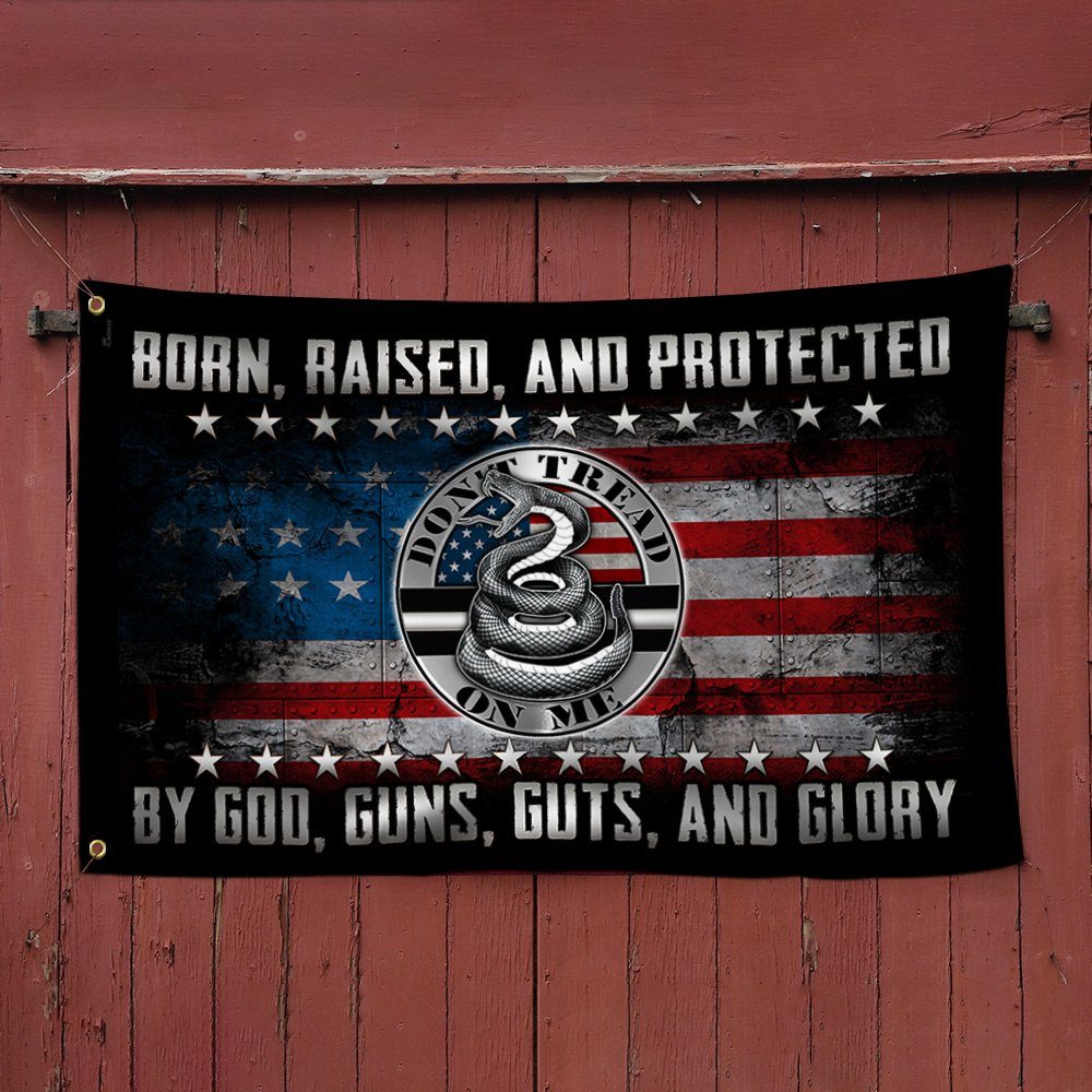 Born, Raised, And Protected By God, Guns, Guts, And Glory Grommet Flag MLH1909GF - Image 2