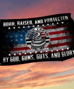 Born, Raised, And Protected By God, Guns, Guts, And Glory Grommet Flag MLH1909GF