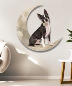 boston terrier dog and moon hanging metal sign qnk879msv16 1721