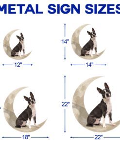 boston terrier dog and moon hanging metal sign qnk879msv16 3057