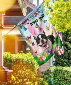 Boston Terrier Easter Some Bunny Loves You Flag
