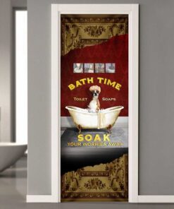 boxer bath time. soak your worries away door cover 8762