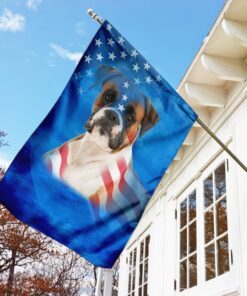 boxer dog american flag 1857