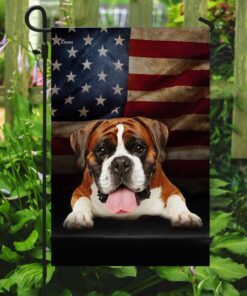 boxer dog american flag 2253