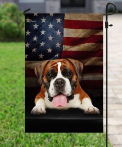 boxer dog american flag 5807