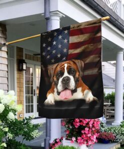 Boxer Dog American Flag