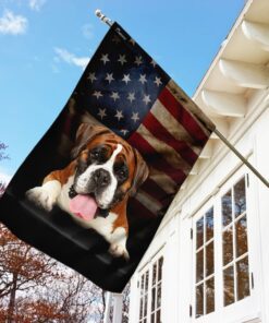 boxer dog american flag 7299