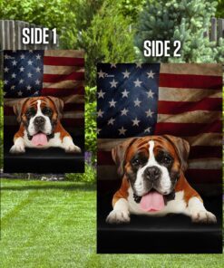 boxer dog american flag 7608