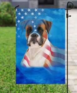 boxer dog american flag 7642