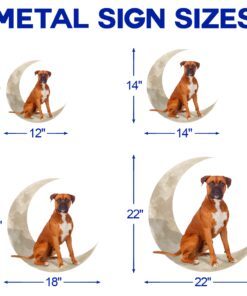 boxer dog and moon hanging metal sign qnk879msv18 2940