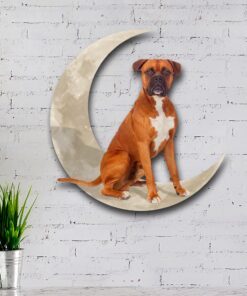 boxer dog and moon hanging metal sign qnk879msv18 8241