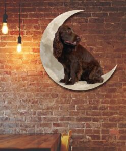 Boykin Spaniel Dog And Moon Hanging Metal Sign QNK879MSv48