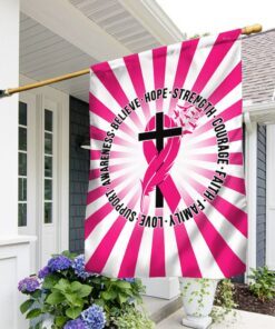 Breast Cancer Awareness Flag Believe Hope Strength BNN454F