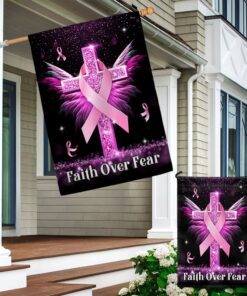 breast cancer awareness flag faith over fear cross tqn830f 7400