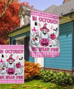 breast cancer awareness flag in october we wear pink halloween tqn467f 4236