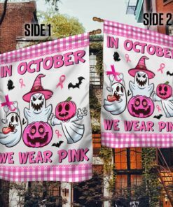 breast cancer awareness flag in october we wear pink halloween tqn467f 6696