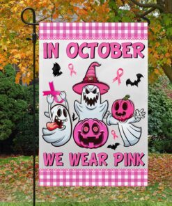 breast cancer awareness flag in october we wear pink halloween tqn467f 7585