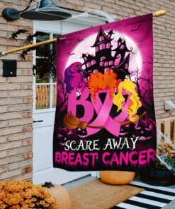 Breast Cancer Awareness Flag Scare Away Breast Cancer Halloween Witch Flag TRN1390F