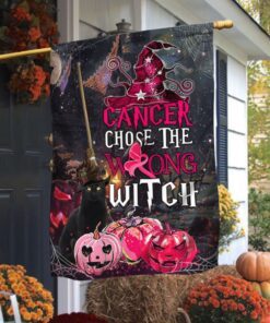 Breast Cancer Awareness Halloween Flagwix™ Chose The Wrong Witch Flag LHA1704F