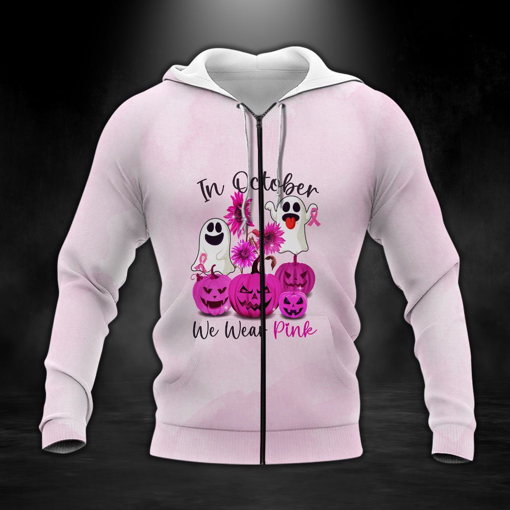 Breast Cancer Awareness Zip Hoodie In October We Wear Pink LNT540ZH - Image 2