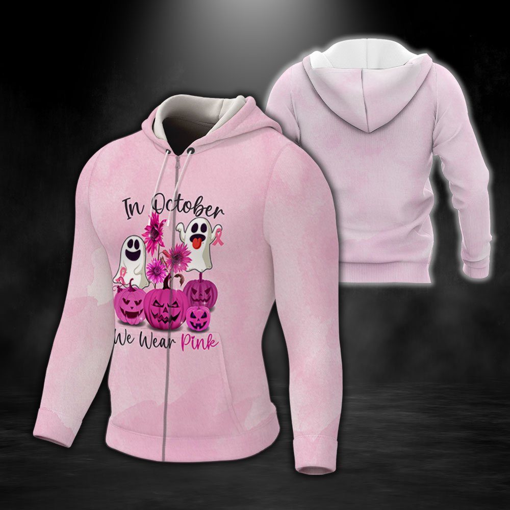 Breast Cancer Awareness Zip Hoodie In October We Wear Pink LNT540ZH - Image 4
