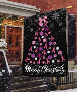 Breast Cancer Christmas Flag Merry Christmas Christmas Tree TQN708F