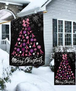 breast cancer christmas flag merry christmas christmas tree tqn708f 7175