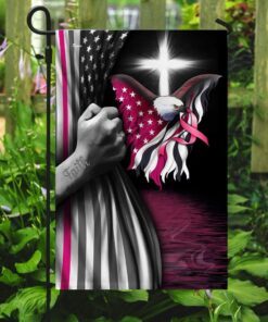 breast cancer faith christian cross flag 2438