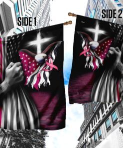 breast cancer faith christian cross flag 3484