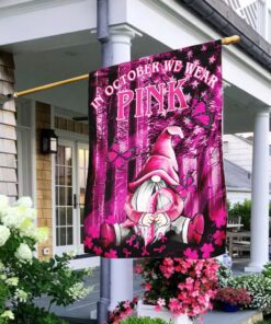 Breast Cancer Pink October Flagwix™ Pumpkin Gnomes Flag