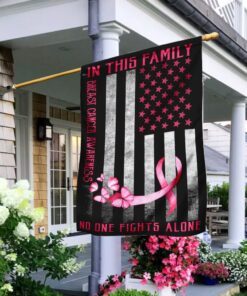 breast cancer ribbon fight flagwix™ in this family no one fights alone flag 3214