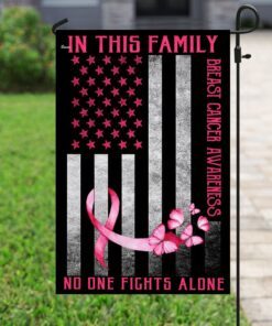 breast cancer ribbon fight flagwix™ in this family no one fights alone flag 7113