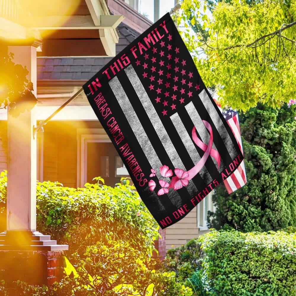 Breast Cancer Ribbon Fight Flagwix™ In This Family No One Fights Alone Flag