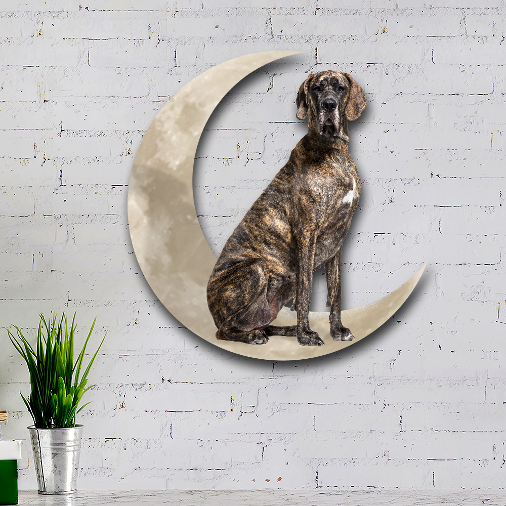 Brindle Great Dane Dog And Moon Hanging Metal Sign QNK879MSv34a - Image 2