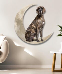 brindle great dane dog and moon hanging metal sign qnk879msv34a 5635