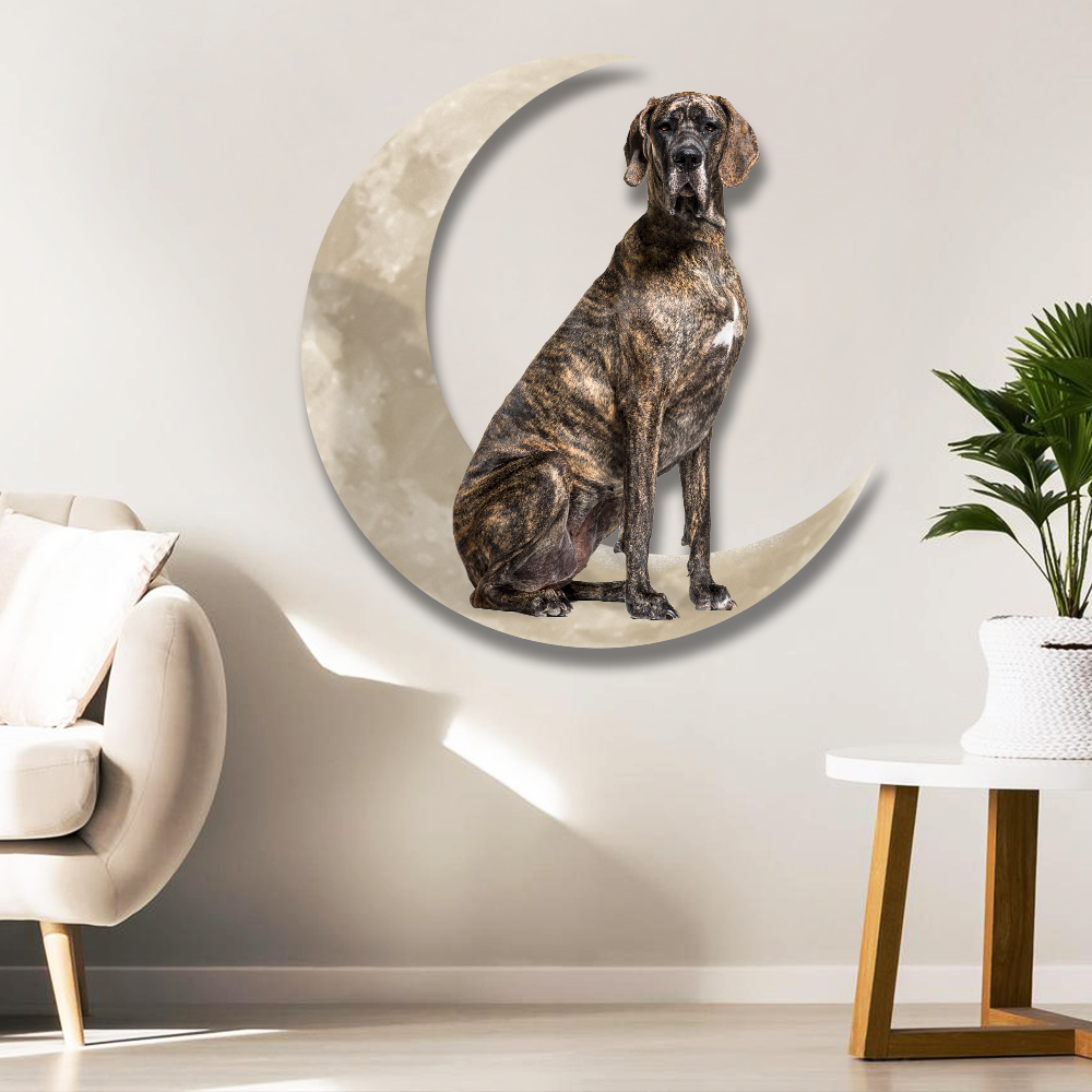 Brindle Great Dane Dog And Moon Hanging Metal Sign QNK879MSv34a - Image 3
