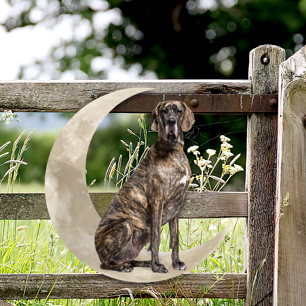 Brindle Great Dane Dog And Moon Hanging Metal Sign QNK879MSv34a - Image 4